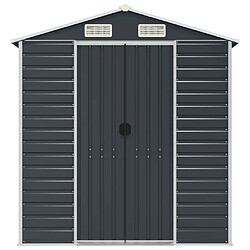 Helloshop26 Abri de jardin cabane cabanon maison de stockage remise extérieur hangar outils robuste 191 x 725 x 198 cm acier galvanisé anthracite 02_0022190