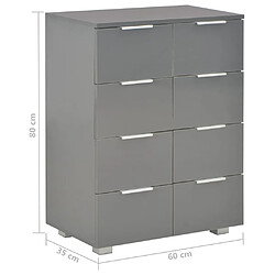 vidaXL Buffet Gris brillant 60x35x80 cm Bois d'ingénierie pas cher