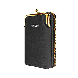 Avizar Pochette Bandoulière Smartphone Simili cuir grainé Multi-compartiments noir