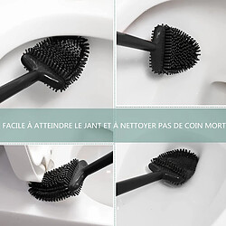 Brosse de toilette en silicone kit de nettoyage des toilettes de la salle de bain - Noir