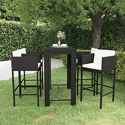 Maison Chic Ensemble de bar de jardin 5 pcs et coussins,Table + chaises + coussins de jardin Résine tressée Noir -GKD465193