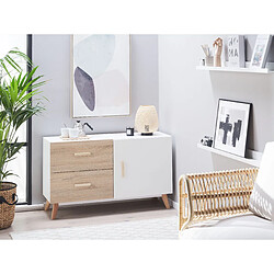 Beliani Commode effet bois clair / blanc 1 porte 2 tiroirs FILI