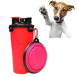 Wewoo Distributeur d'Eau Animaux rouge pour de compagnie avec un bol pliant Bouteille et de nourriture à double usage portative extérieure