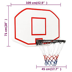 vidaXL Panneau de basket-ball Blanc 109x71x3 cm Polyéthylène pas cher