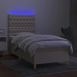 Avis vidaXL Sommier à lattes de lit et matelas et LED Crème 90x200 cm Tissu