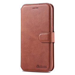 Wewoo Housse Coque Pour iPhone XR AZNS Texture du mollet Etui en cuir avec rabat magnétique horizontal support et fentes cartes et cadre photo Marron