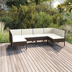 Maison Chic Salon de jardin 6 pcs + coussins - Mobilier/Meubles de jardin - Table et chaises d'extérieur Résine tressée Marron -MN76441