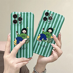 GUPBOO Étui pour iPhone12 Coque de téléphone simple texte rayé vert fille douce