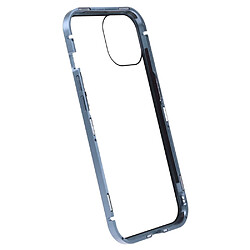 Coque en cadre métallique anti-spy, fermeture magnétique, anti-chutte pour votre iPhone 14 Plus - bleu clair