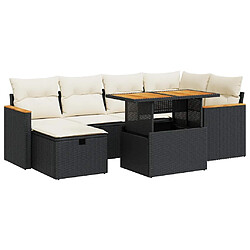 vidaXL Salon de jardin 8 pcs avec coussins noir résine tressée