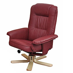 Mendler Fauteuil de télé M56, fauteuil de relaxation sans tabouret, similicuir ~ bordeaux pas cher