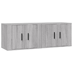 Maison Chic Lot de 2 Meubles TV muraux Banc TV suspendus pour salon sonoma gris 57x34,5x40 cm -MN21730