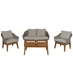 Decoshop26 Salon de jardin canapé fauteuils et table en poly rotin et bois d'acacia avec coussins gris 04_0008323