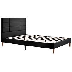 ComfortXL Lit Double Avec Sommier à Lattes, Cadre De Lit Rembourré De 140x200cm, En Lin Noir