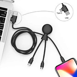 Avis XOOPAR Câble 5 en 1 Mr BIO USB A+C/micro USB, USB C, Lightning 1m Noir