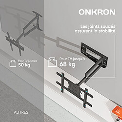 Avis ONKRON Support Mural TV Bras Articulé Long pour 40" - 75" TV, Accroche Television Mural de 68 kg - Bras pour Tele VESA 100x100 - 600x400/Support Mural TV Orientable et Inclinable Pivotant M7L-B Noir