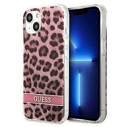 Guess Maroquinerie Guess Leopard Electro Stripe - Coque pour iPhone 13 (Rose)