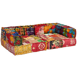 Avis vidaXL Pouf modulaire à 2 places Patchwork Tissu