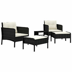 Avis Maison Chic Salon de jardin 5 pcs + coussins - Mobilier/Meubles de jardin - Table et chaises d'extérieur Noir Résine tressée -MN32246