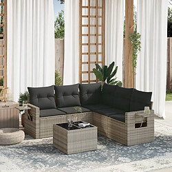 vidaXL Salon de jardin 6 pcs avec coussins gris clair résine tressée