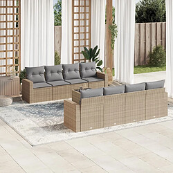 Maison Chic Salon de jardin avec coussins 9 pcs | Ensemble de Table et chaises | Mobilier d'Extérieur beige résine tressée -GKD38474