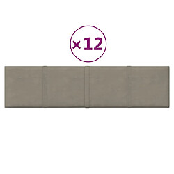 vidaXL Panneaux muraux 12 pcs Gris clair 60x15 cm Velours 1,08 m²