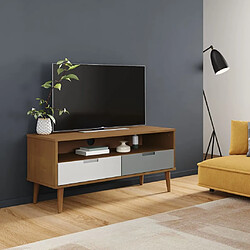 Maison Chic Meuble TV scandinave - Banc TV pour salon MOLDE Marron 106x40x49 cm Bois de pin massif -MN45869