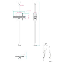 Kimex Support sol-plafond inclinable pour 2 écrans TV back to back 32'' - 75'' - Vesa 600x400 - Hauteur max 240cm pas cher