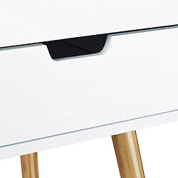 Helloshop26 Table de chevet 2 tiroirs table console blanc et bois 13_0002693