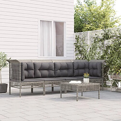 Maison Chic Salon de jardin 5 pcs + coussins - Mobilier/Meubles de jardin - Table et chaises d'extérieur Gris Résine tressée -MN92212