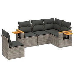 Maison Chic Salon de jardin 5 pcs avec coussins | Ensemble de Table et chaises | Mobilier d'Extérieur gris résine tressée -GKD61228