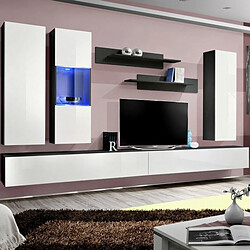 Paris Prix Meuble TV Mural Design Fly V 320cm Blanc & Noir