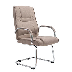 Decoshop26 Fauteuil de bureau sans roulettes accoudoirs chaise visiteur charge maximale 180 kg en tissu taupe cadre en métal BUR10722