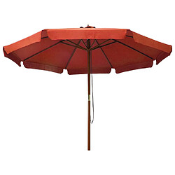 vidaXL Parasol d'extérieur avec mât en bois 330 cm Terre cuite