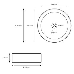 ML DESIGN MODERN LIVING Lavabo en céramique noir mat vasque à poser ronde pour salle de bain Ø360x120 mm pas cher