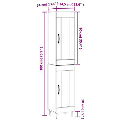 vidaXL Buffet haut Blanc 34,5x34x180 cm Bois d'ingénierie pas cher