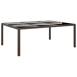 Maison Chic Table de jardin | Table d'extérieur avec dessus en verre Marron 200x150x75 cm Rotin -GKD49205