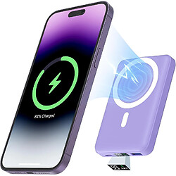 SANAG Batterie Externe Magnétique Sans Fil,10000Mah Power Bank Batterie Mag-Safe Pd 22.5W Charge Rapide Avec Usb-C Affichage Led Chargeur Portable Pour Iphone16/15/14/13/12/Mini/Pro/ /Mini - Violet