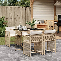 vidaXL Ensemble à manger de jardin avec coussins 5pcs Beige poly rotin