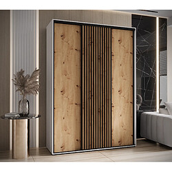 Abiks Meble Armoire LANKO 1 À Portes Coulissantes 235,2/170/45 3 Portes (Blanc/Artisan)