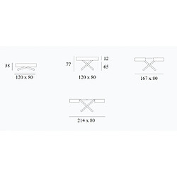 Acheter Inside 75 Table relevable extensible ACTIVA 120/214x38/77x80cm pied métal chromé plateau laqué blanc