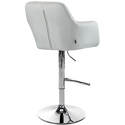 Acheter Decoshop26 Tabouret de bar chaise haute x1 fonction rotation 360° en velours crème avec coutures décoratives piètement métal chromé 10_0005264