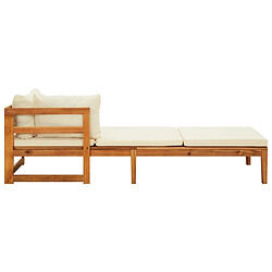 Acheter Maison Chic Lot de 2 Bain de soleil,Chaises longues avec coussins blanc crème Acacia solide -GKD69179