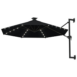 Helloshop26 Parasol mural avec mât métallique et led 300 cm noir 02_0008693