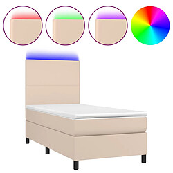 vidaXL Sommier à lattes de lit avec matelas LED Cappuccino 100x200 cm