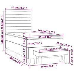 vidaXL Sommier à lattes de lit et matelas Gris clair 80x200 cm Velours pas cher