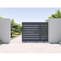 Vente-Unique Portail coulissant aluminium ajouré L324x H165 cm anthracite - PRIMO