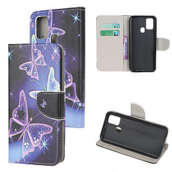 Etui en PU impression de motif de texture croisée avec sangle papillons magiques pour votre Samsung Galaxy A21s