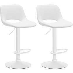 Non Lot de 2 tabourets de bar Camden simili cuir blanc pas cher