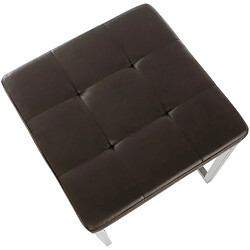 Acheter Decoshop26 Lot de 2 tabourets bas repose-pieds poufs forme carrée en PVC marron et acier inoxydable 10_0004465